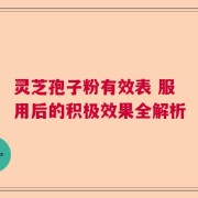 灵芝孢子粉有效表 服用后的积极效果全解析