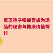 灵芝孢子粉能否成为汤品的秘密与健康价值探讨
