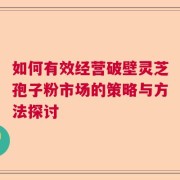 如何有效经营破壁灵芝孢子粉市场的策略与方法探讨