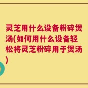 灵芝用什么设备粉碎煲汤(如何用什么设备轻松将灵芝粉碎用于煲汤)