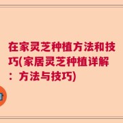 在家灵芝种植方法和技巧(家居灵芝种植详解：方法与技巧)