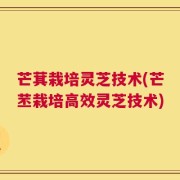 芒萁栽培灵芝技术(芒苤栽培高效灵芝技术)