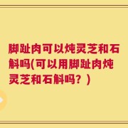 脚趾肉可以炖灵芝和石斛吗(可以用脚趾肉炖灵芝和石斛吗？)