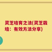 灵芝培育之法(灵芝栽培：有效方法分享)