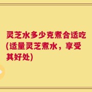 灵芝水多少克煮合适吃(适量灵芝煮水，享受其好处)