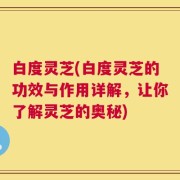 白度灵芝(白度灵芝的功效与作用详解，让你了解灵芝的奥秘)