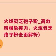 火炬灵芝孢子粉_高效增强免疫力，火炬灵芝孢子粉全面解析)