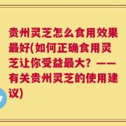 贵州灵芝怎么食用效果最好(如何正确食用灵芝让你受益最大？——有关贵州灵芝的使用建议)