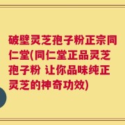 破壁灵芝孢子粉正宗同仁堂(同仁堂正品灵芝孢子粉 让你品味纯正灵芝的神奇功效)