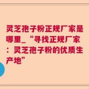 灵芝孢子粉正规厂家是哪里_“寻找正规厂家：灵芝孢子粉的优质生产地”