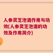 人参灵芝泡酒作用与功效(人参灵芝泡酒的功效及作用简介)