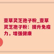 壹草灵芝孢子粉_壹草灵芝孢子粉:提升免疫力,增强健康