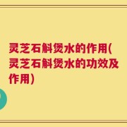 灵芝石斛煲水的作用(灵芝石斛煲水的功效及作用)