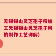 无锡锡山灵芝孢子粉加工无锡锡山灵芝孢子粉的制作工艺详解)