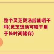 整个灵芝煲汤后能晒干吗(灵芝煲汤可晒干用于长时间储存)