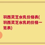 羽西灵芝水乳价格表(羽西灵芝水乳的价格一览表)