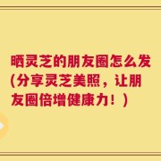 晒灵芝的朋友圈怎么发(分享灵芝美照，让朋友圈倍增健康力！)
