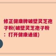 修正健康牌破壁灵芝孢子粉(破壁灵芝孢子粉：打开健康通道)