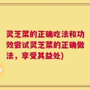 灵芝菜的正确吃法和功效尝试灵芝菜的正确做法，享受其益处)