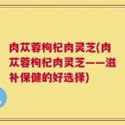 肉苁蓉枸杞肉灵芝(肉苁蓉枸杞肉灵芝——滋补保健的好选择)