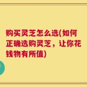 购买灵芝怎么选(如何正确选购灵芝，让你花钱物有所值)