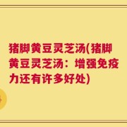 猪脚黄豆灵芝汤(猪脚黄豆灵芝汤：增强免疫力还有许多好处)