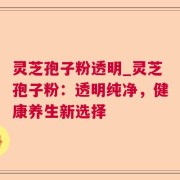 灵芝孢子粉透明_灵芝孢子粉：透明纯净，健康养生新选择
