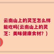 云南山上的灵芝怎么样能吃吗(云南山上的灵芝：美味健康食材？)