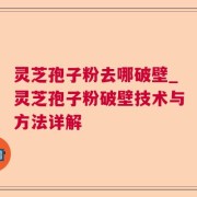 灵芝孢子粉去哪破壁_灵芝孢子粉破壁技术与方法详解