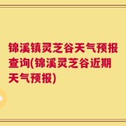 锦溪镇灵芝谷天气预报查询(锦溪灵芝谷近期天气预报)