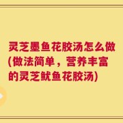 灵芝墨鱼花胶汤怎么做(做法简单，营养丰富的灵芝鱿鱼花胶汤)