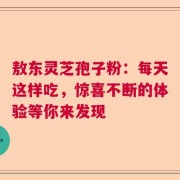 敖东灵芝孢子粉：每天这样吃，惊喜不断的体验等你来发现