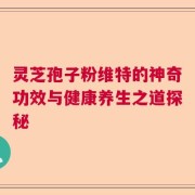 灵芝孢子粉维特的神奇功效与健康养生之道探秘