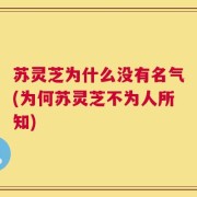 苏灵芝为什么没有名气(为何苏灵芝不为人所知)