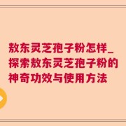 敖东灵芝孢子粉怎样_探索敖东灵芝孢子粉的神奇功效与使用方法