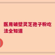 医用破壁灵芝孢子粉吃法全知道