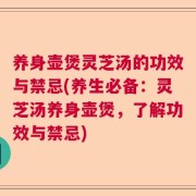 养身壶煲灵芝汤的功效与禁忌(养生必备：灵芝汤养身壶煲，了解功效与禁忌)
