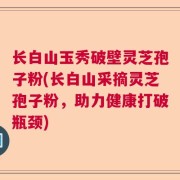长白山玉秀破壁灵芝孢子粉(长白山采摘灵芝孢子粉,助力健康打破瓶颈)