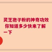 灵芝孢子粉的神奇功效 你知道多少快来了解一下
