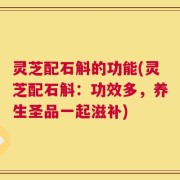 灵芝配石斛的功能(灵芝配石斛：功效多，养生圣品一起滋补)