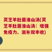 灵芝羊肚菌淮山汤(灵芝羊肚菌淮山汤：增强免疫力、滋补双丰收)