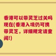 香港可以带灵芝过关吗现在(香港入境仍可携带灵芝，详细规定请查阅!)