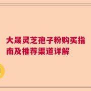 大晟灵芝孢子粉购买指南及推荐渠道详解