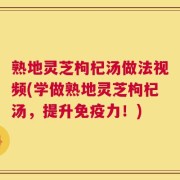 熟地灵芝枸杞汤做法视频(学做熟地灵芝枸杞汤，提升免疫力！)