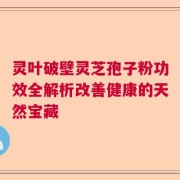 灵叶破壁灵芝孢子粉功效全解析改善健康的天然宝藏