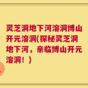 灵芝洞地下河溶洞博山开元溶洞(探秘灵芝洞地下河，亲临博山开元溶洞！)
