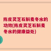 陈皮灵芝石斛麦冬水的功效(陈皮灵芝石斛麦冬水的健康益处)