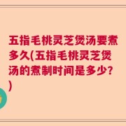 五指毛桃灵芝煲汤要煮多久(五指毛桃灵芝煲汤的煮制时间是多少？)
