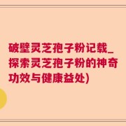 破壁灵芝孢子粉记载_探索灵芝孢子粉的神奇功效与健康益处)