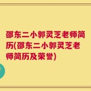 邵东二小郭灵芝老师简历(邵东二小郭灵芝老师简历及荣誉)